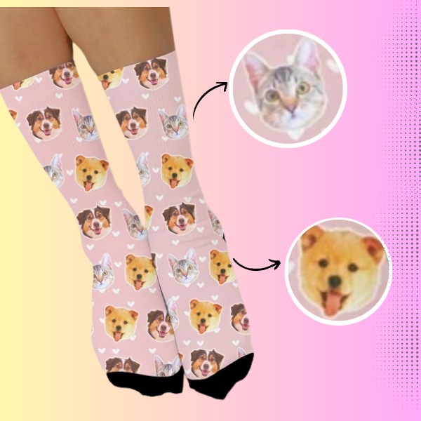 Personalized dog cat faces Socks