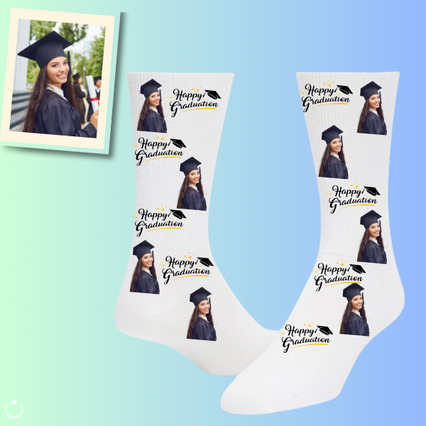 Custom Face Socks Happy Graduation