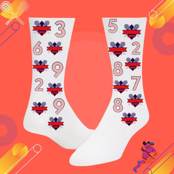 Personalized Face Socks & Lacrosse Stick Designs Custom Team Number Socks