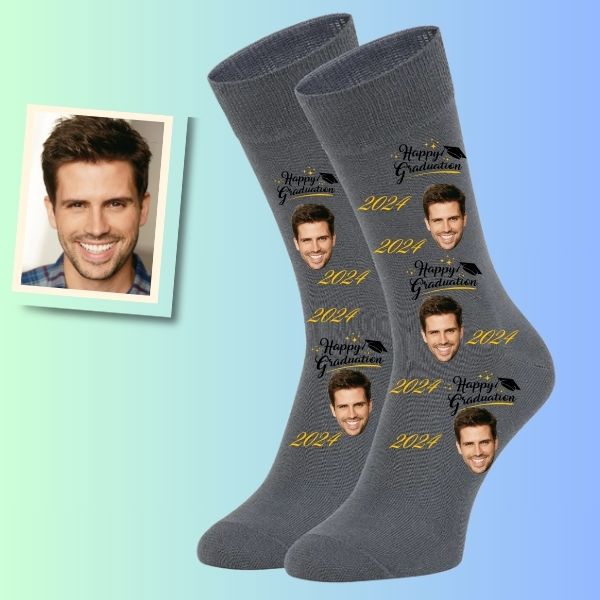 Custom Graduate Face Socks Happy Graduation 2024