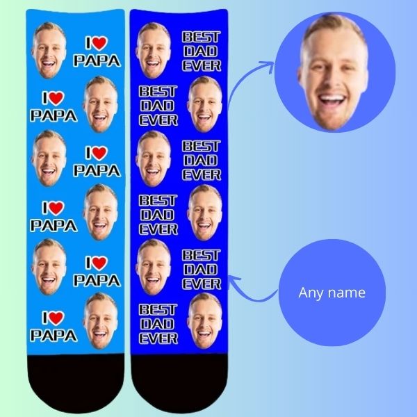Custom face socks from Dad photo