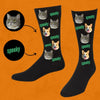 Custom Spooky Cat Face Halloween Socks Perfect for the Season!