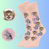 Custom Cat Face socks featuring two Adorable Cats  and Cat Paw