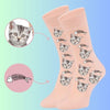 Custom Cat Face Socks with Fish Bone Design - Unique Personalized Footwear