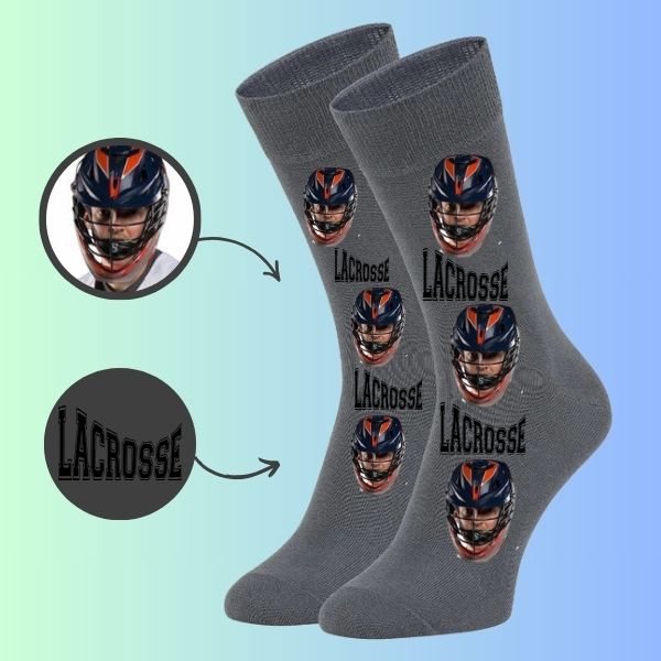 Custom Lacrosse face socks with text