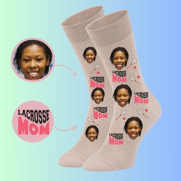 Custom socks Personalized Mom Face Socks & Custom Lacrosse Stick Socks