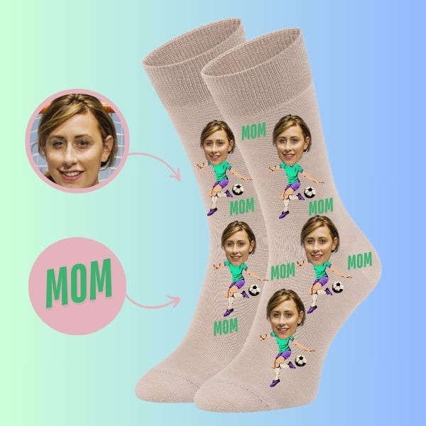 Custom Soccer Socks for Moms Personalized Face Socks for Soccer Enthusiasts