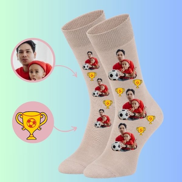 Custom Face Socks for Dad and Son Personalized Soccer Socks for the World Cup