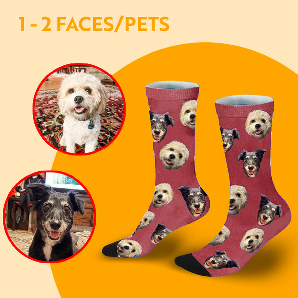 Custom Two Pets Faces Socks