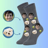 Personalized Face Socks Custom Tennis Socks Featuring Your Face and Dog Design