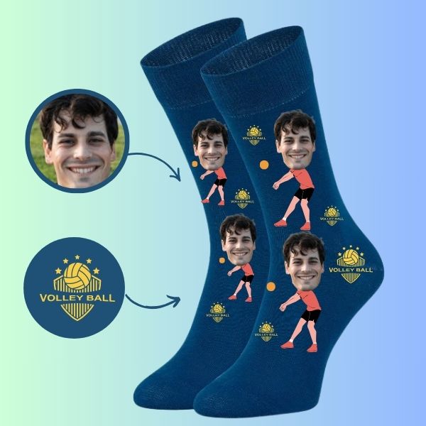 Personalized Face Socks and Custom Volleyball Dad Socks with Your Logo