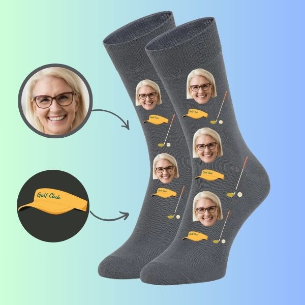 Custom Face socks Personalized socks featuring Golf Socks Golf Balls, Hats - Perfect Gift for Mom