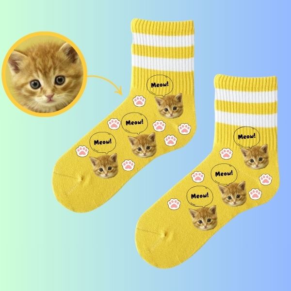 Personalized socks Custom Cat Face Low Cut Ankle Socks - Meow!
