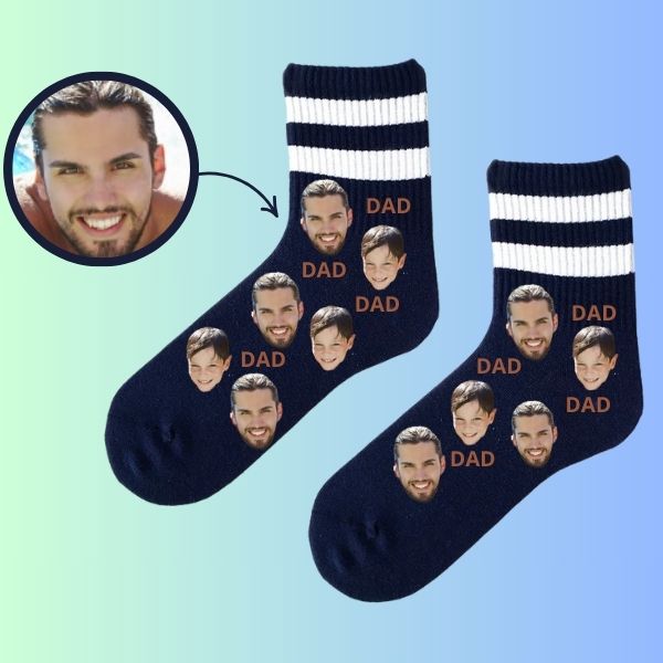 Personalized Low Cut Ankle Socks for Dad and Son - Custom Face Designs