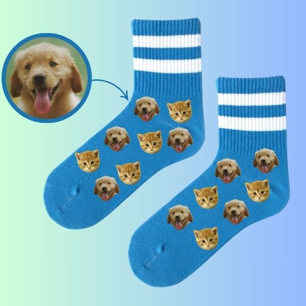 Custom Low Cut Socks Featuring Your Pet's Faces cat and dog