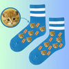 Custom photo socks Personalized Low-Cut Hot Dog Socks Featuring Cat Faces