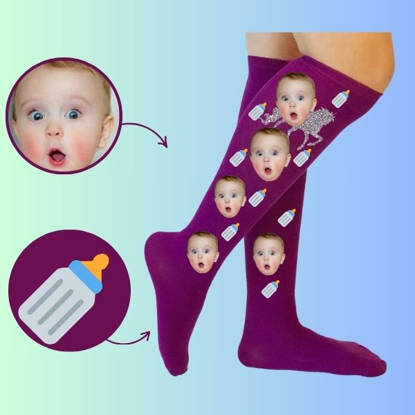 Custom Knee-High Photo Socks - BottleBaby's Unique Bottle Socks