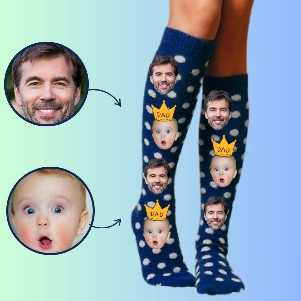 Custom photo socks knee high face socks father and son