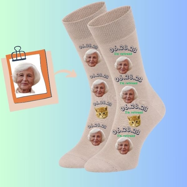 Custom face socks Personalized socks retirement date socks