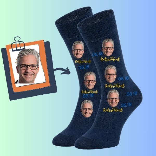 Custom face socks Happy Retirement Date socks gifts for BOSS