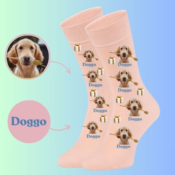 Custom face Dog Socks Birthday gifts cute Doggo