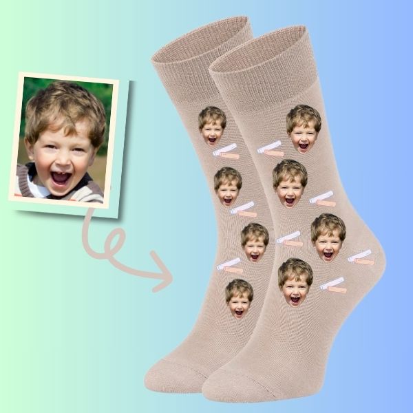 Custom Face Grad Socks (Chalk) - Graduation Gifts for Graduates