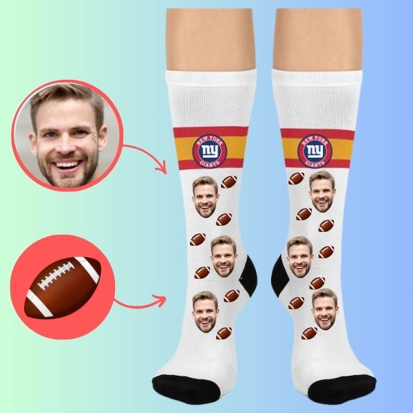 Custom face socks Personalized socks for NY Giants football with your logo