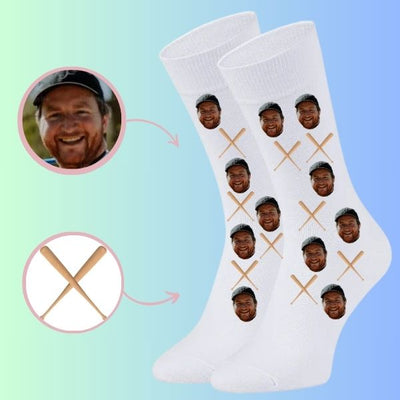 Personalized Face Socks & Custom Baseball Bat Socks